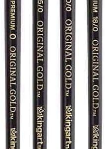 KINGART B-015 Premium 4 pc. Original Gold 9650 Series SPOTTER Artist Brush Set, Synthetic Golden Taklon Hair for Acrylic, Oil, Watercolor and Gouache Painting, Short Handle,4 Sizes: 18/0, 10/0, 5/0, 0