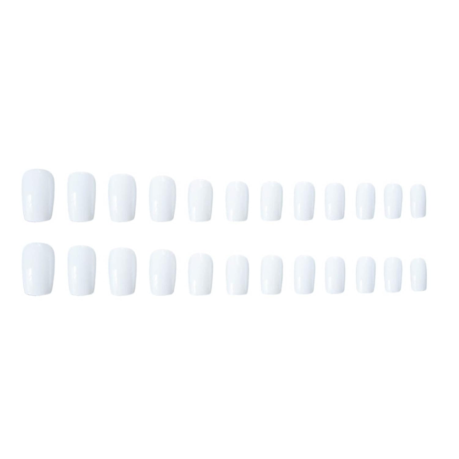 Square Press on Nails Short Fake Nails French Acrylic Full Cover False Nails for Women and Girls 24PCS (White square) - Image 3