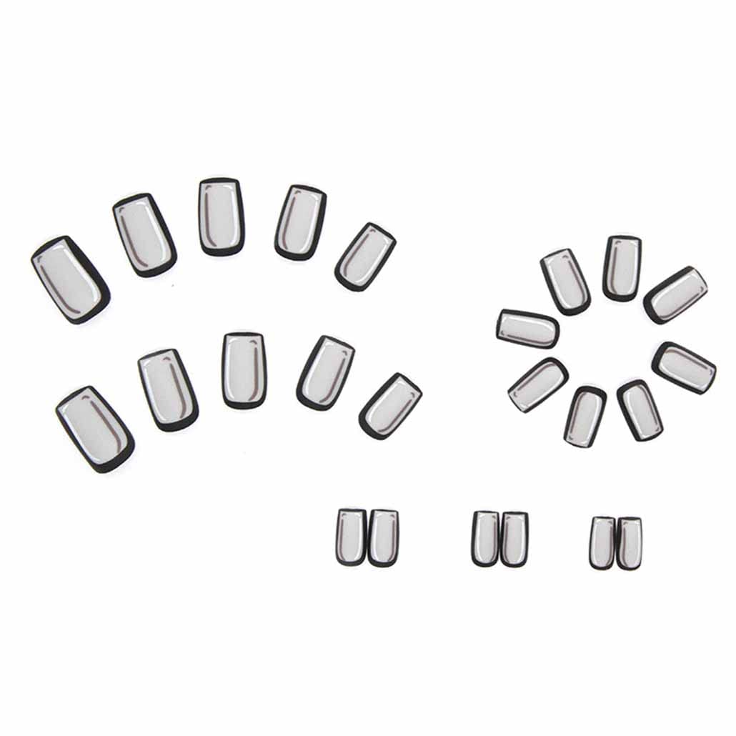Black Press on Nails Comic Medium Long, Acrylic Fake Nails Square Cartoon False Nails,Artificial Nails for Women and Girls 24 pcs - Image 2