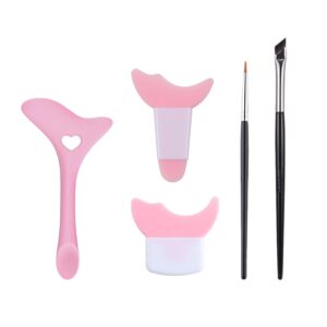 Eyeliner Stencils, 5Pcs Eyeliner Brush Set, Reusable Eyeliner Tool for Eyes Wing, Multifunctional Silicone Eyeliner Aid Mascara Shield, Beginners Friendly (Pink)