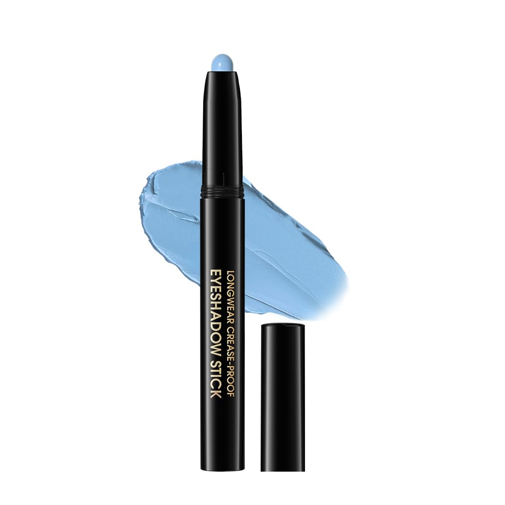 Matte Cream Eyeshadow Stick, Light Blue Eye Shadow Stick for Women【Waterproof】【Long-Lasting】【Ultra-Blendable Formula】 Rotatable Cream Eye Shadow Pencil Crayon (#10)