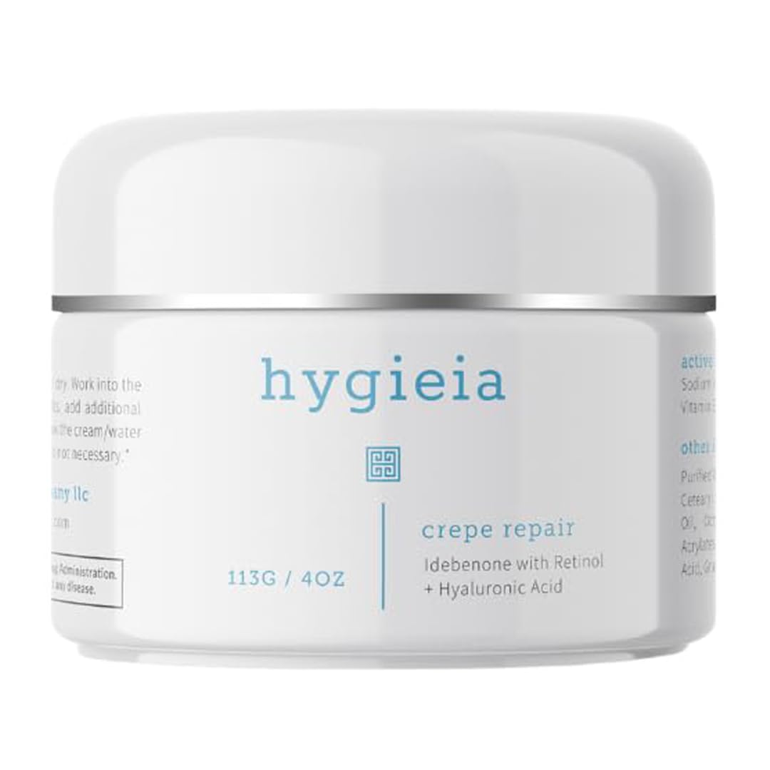 Hygieia Crepey Skin Liposomal Repair Cream – Anti-Aging Crepe Corrector Lotion for Loose Skin (Arms, Neck & Body) & Wrinkles – Retinol & Hyaluronic Acid Firming Cream with Idebenone – Made in USA, 4oz