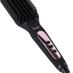 L'ANGE HAIR Le Vite Straightening Brush | Heated Hair Tool for Smoother, Frizz-Controlled Look | Dual-Voltage Hot Brush Straightener for Effortless Styling & Shine | Ceramic Standard Size (Black)