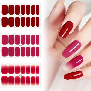 42 Pcs 3 Sheets Nail Stickers Wraps Polish Strips Gradient Stickers Glitter Self Adhesive DIY Art Decals Strips for Women Girls Acrylic Manicure Tips Decor with 1 Pcs Nail Files,Style1