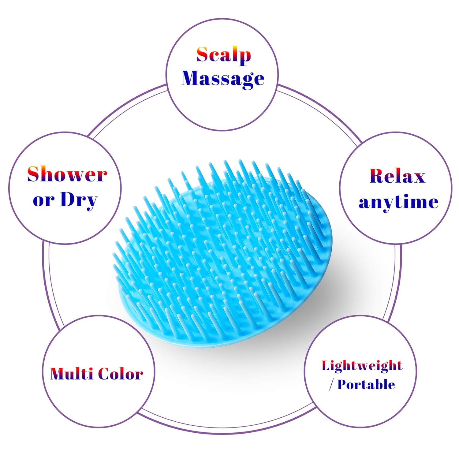 4Pack Hair Scalp Exfoliator Brush Dandruff Cleaning brush, Flexible Scalp Massager, Shower Shampoo Brush for Home, Office, Travel and Pets - Image 2