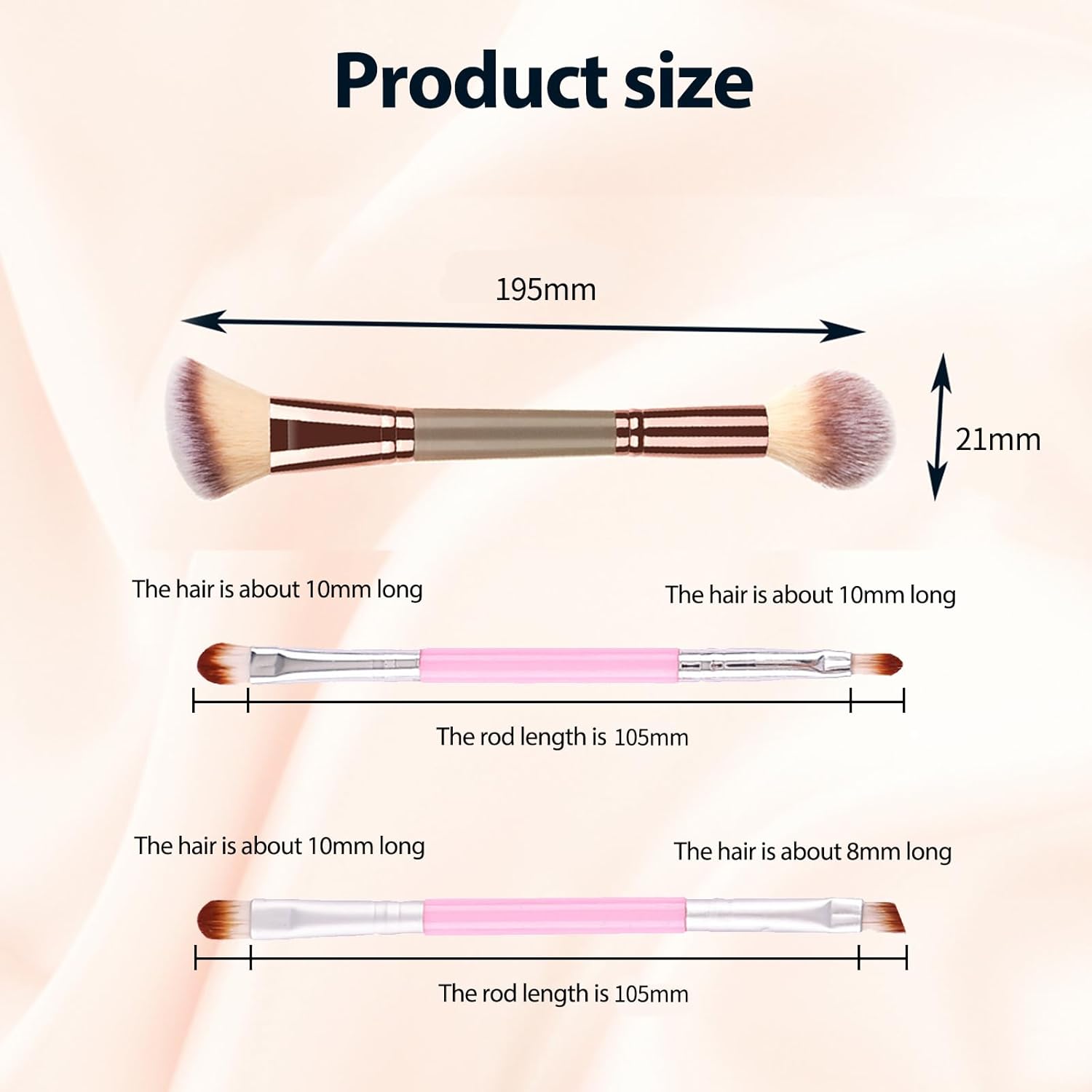 4Pcs Dual-ended Makeup Brushes for Contouring Eyeshadow Blending and Bronzing Angled Foundation Brush and Concealer Brush Premium Luxe Hair for Flawless Application of Liquid Cream and Powder Makeu - Image 7