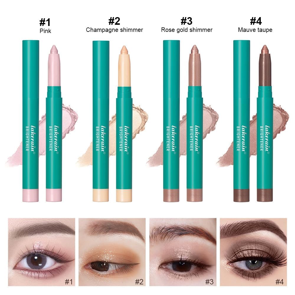 4Pcs Eyeshadow Stick, Eye shadow Brightener Stick Glitter Highlighter Makeup Eye Liner, Shimmer Creamy Long Lasting Eye Makeup. (4 colors) - Image 7