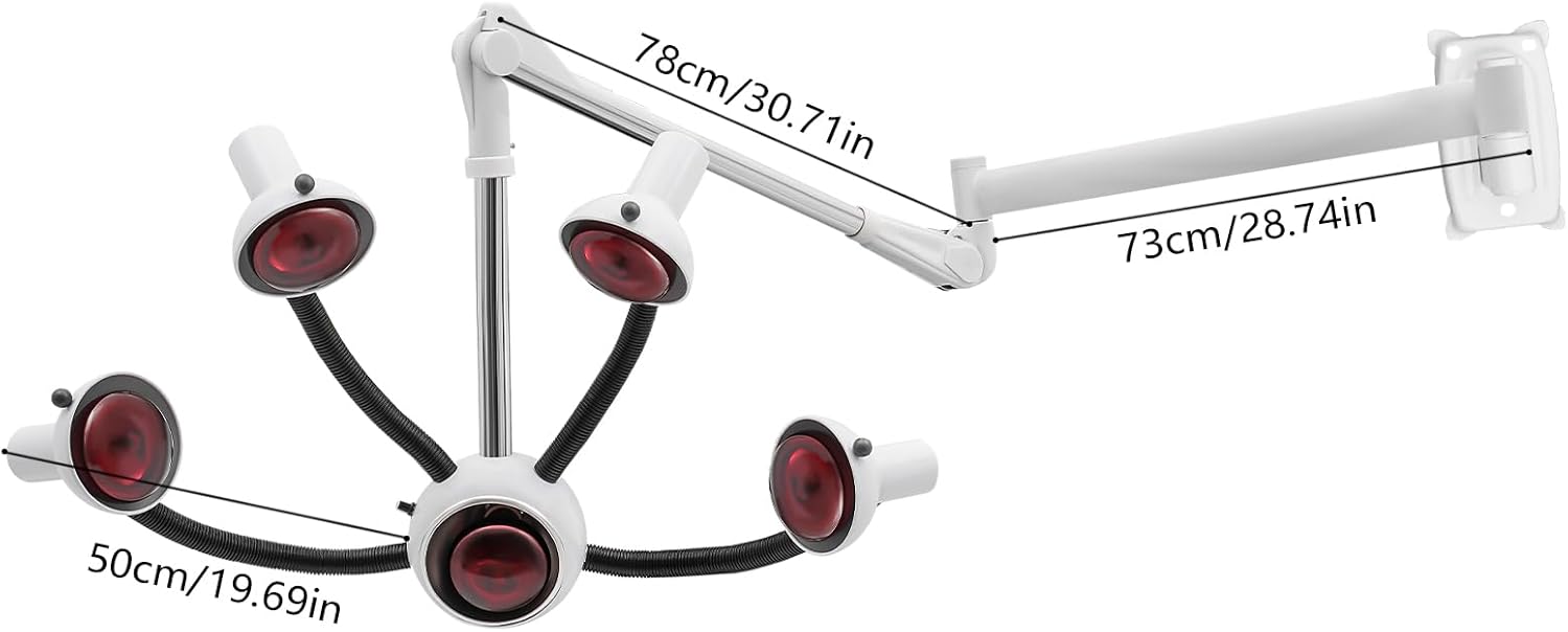 5 Head Infrared Heat Lamp, Salon Hair Dryer Color Processor, Adjusting Angle Wall Mounted Hair Steamer, Styling Perming Dryer Salon Heat Lamp - Image 3
