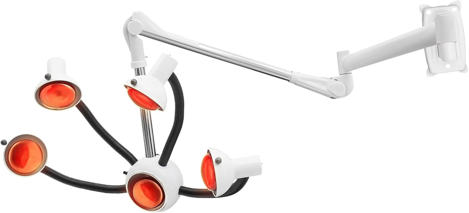 5 Head Infrared Heat Lamp, Salon Hair Dryer Color Processor, Adjusting Angle Wall Mounted Hair Steamer, Styling Perming Dryer Salon Heat Lamp