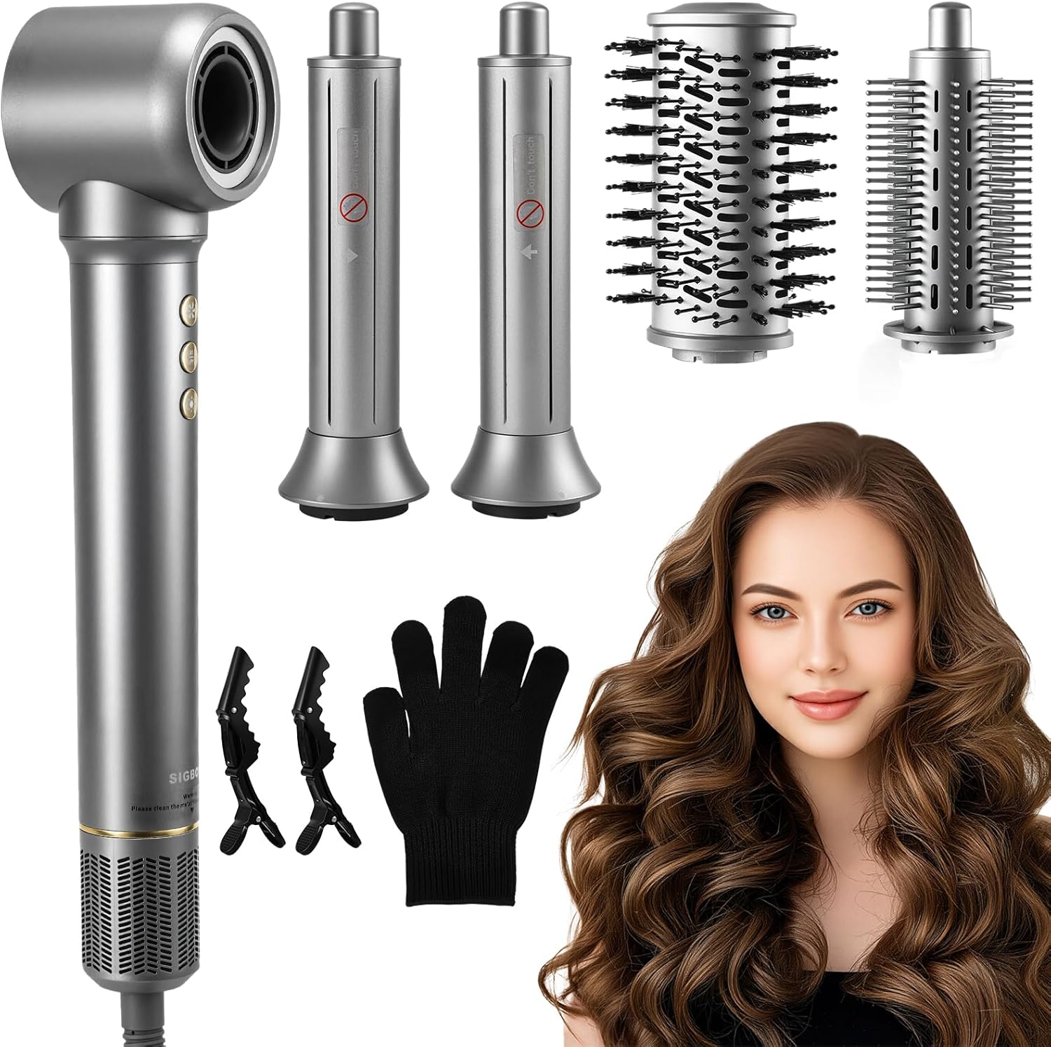 5 in 1 Hair Styler,Powerful Hair Dryer Brush& Multi-Styler,with Auto-Wrap Curlers, Oval Volumizing Brush,Straightener Set,110K RPM Hair Dryer,300M ions,Without Heat Damage,Gift for Women.