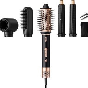 5 in 1 High-Speed Hot Air Styler - Professional Frizz-Free Hair Dryer Brush with Negative Ions, Fast Drying Blow Dryer Brush, No Heat Damage, Air Auto-Wrap Curl, Volumize, Straighten