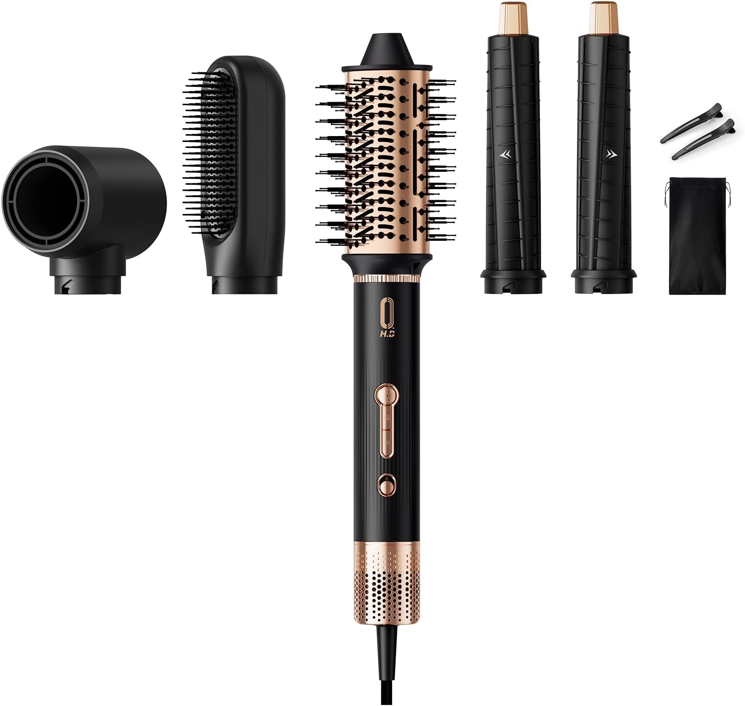 5 in 1 High-Speed Hot Air Styler - Professional Frizz-Free Hair Dryer Brush with Negative Ions, Fast Drying Blow Dryer Brush, No Heat Damage, Air Auto-Wrap Curl, Volumize, Straighten