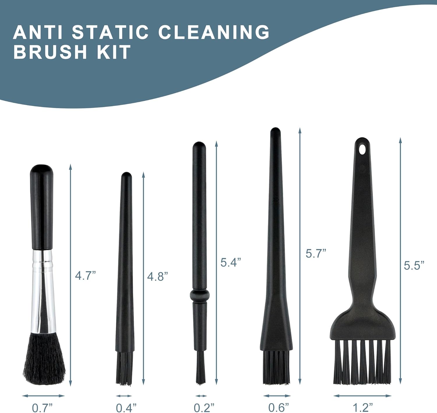 5 PCS Mini Keyboard Cleaning Brushes Kit, PP Handle Nylon Anti Static Electronic Dust Cleaning Brush for Computer Keyboard Motherboard Camera Small Space - Image 2