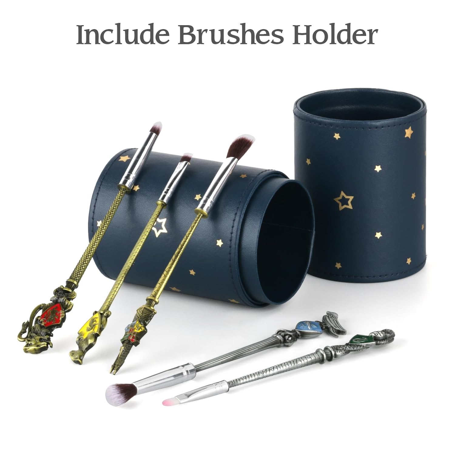 5 Pcs Potter Makeup Brushes Set with Brushes Holder, Wi-zard Wand Makeup Brushes Set,Harry Gifts for Women Girls - Image 2