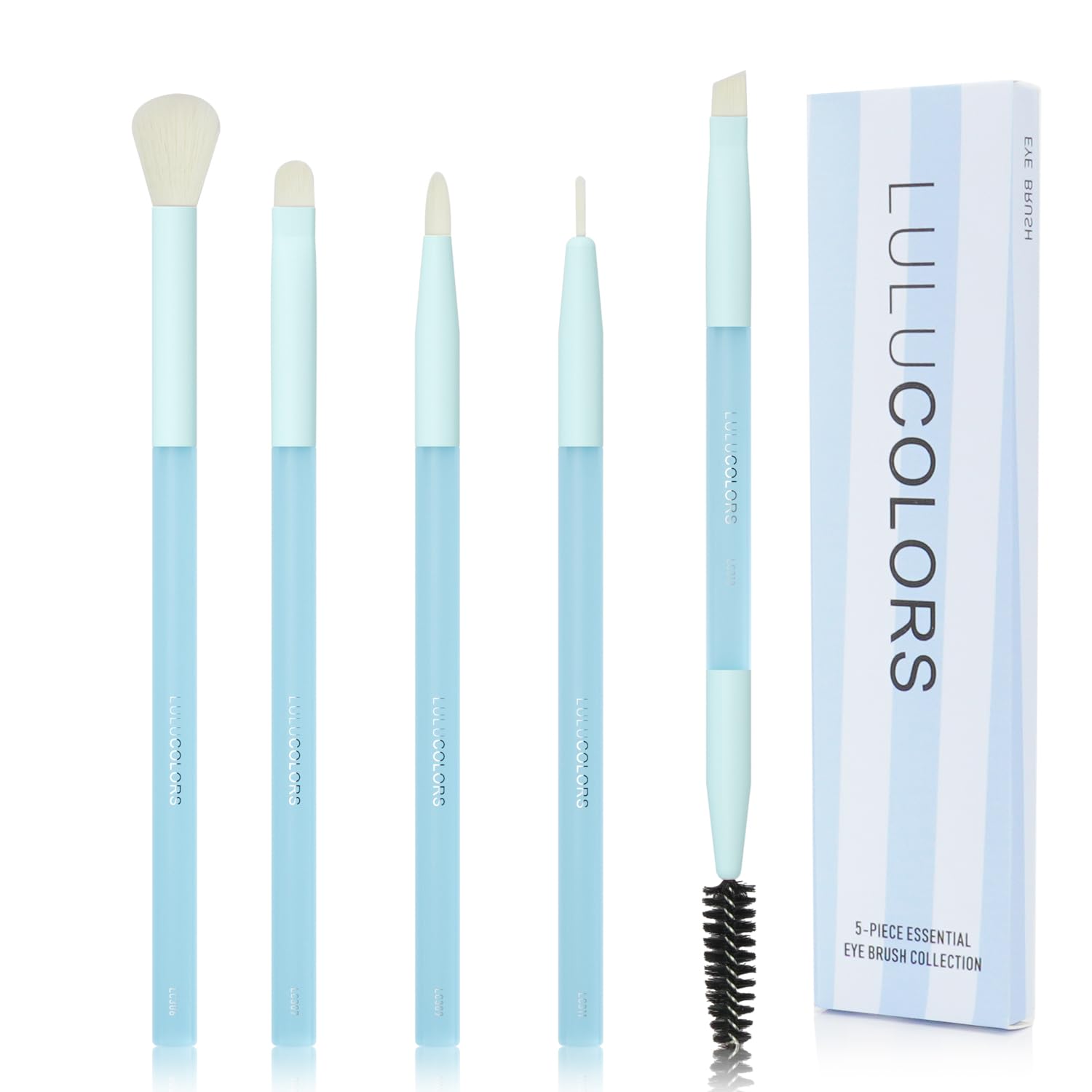 5-Piece Eye Makeup Brush Set – Blue Edition with Cruelty-Free Bristles and Comfortable Rubber Finish Handles (Blue)