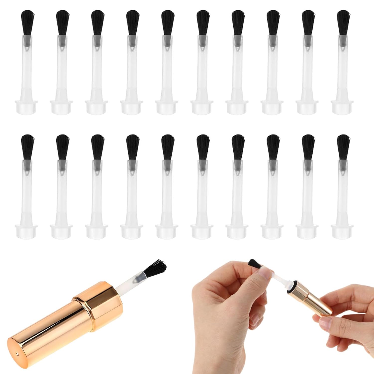 50 Pcs Disposable Nail Brushes Replacement, Replacement Nail Polish Brushes Kit, Disposable Dip Powder Brush With Handle, Dip Powder Liquid Replacement Brush for DIY Nail Art Salon Design
