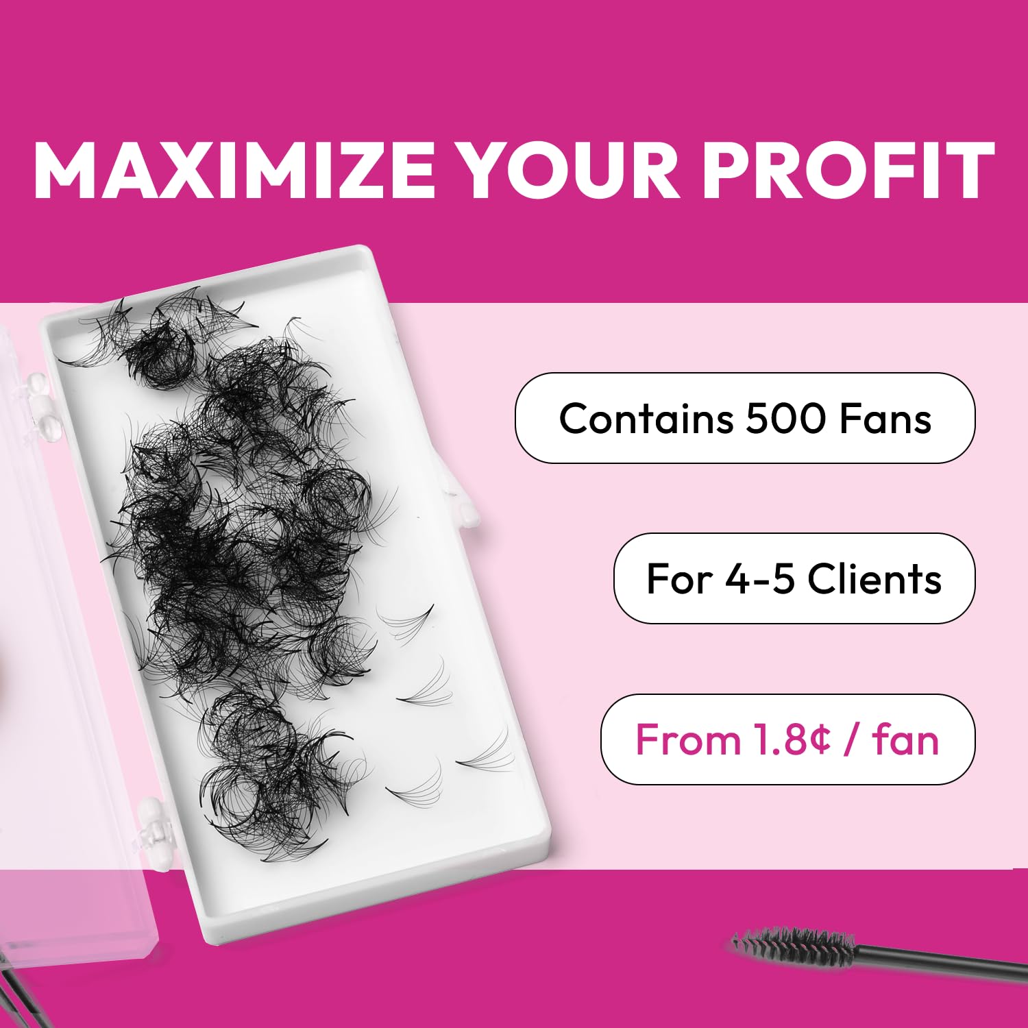 500 Promade Fans - 5D 0.07 Size 13mm Curl CC - Volume Premade Lash Fans for Eyelash Extensions Middle Stem Handmade Loose Pre Made Eyelash Fluffy Soft Pointy Base - Image 3