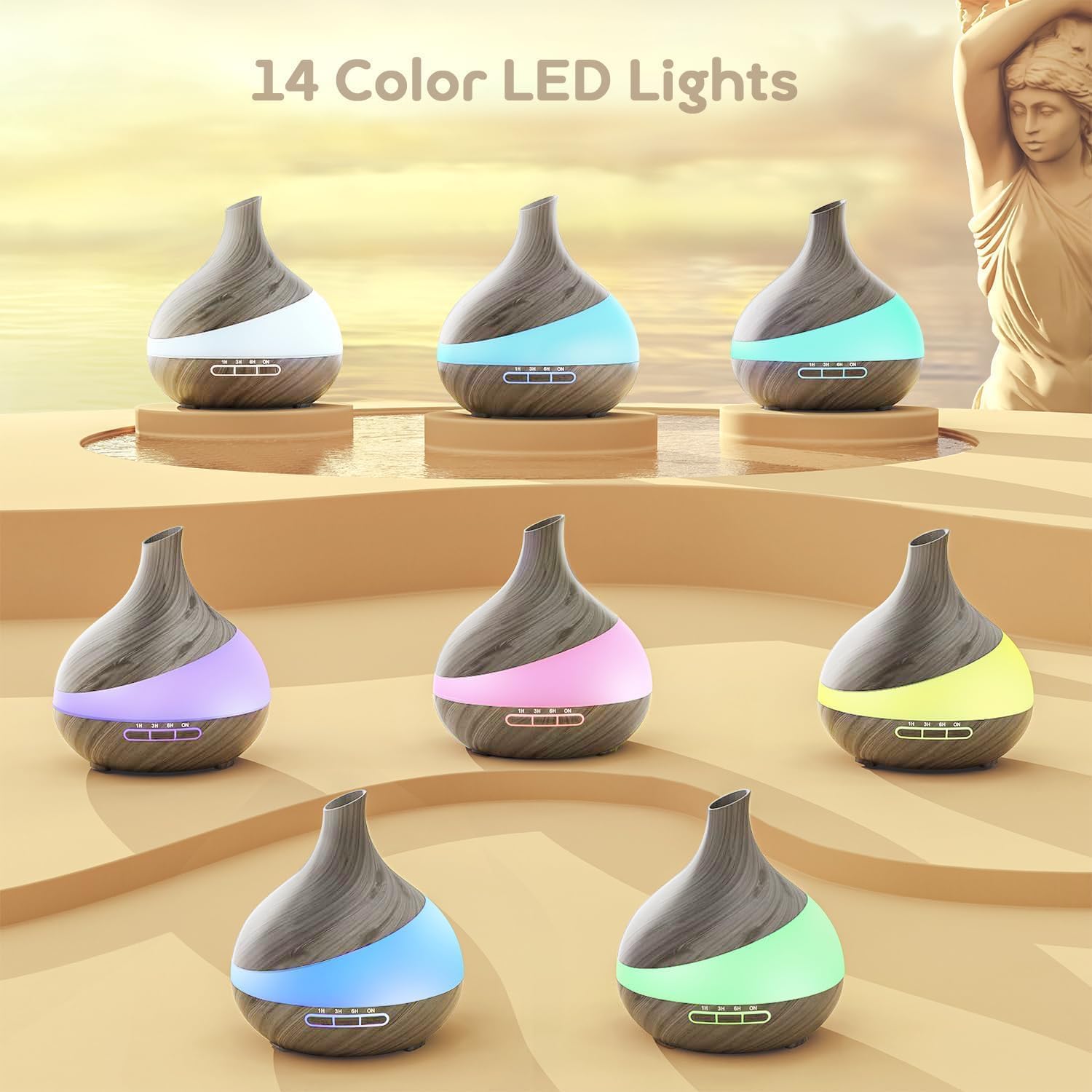 500ML Essential Oil Diffuser: Aroma Diffuser with Remote Control for Hotel Spa Yoga Room - Humidifiers for Bedroom with 14 Colors LED Night Light for Kids/Women Home Relaxation - Image 6