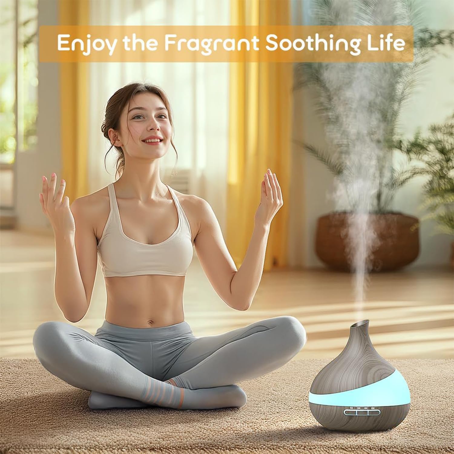 500ML Essential Oil Diffuser: Aroma Diffuser with Remote Control for Hotel Spa Yoga Room - Humidifiers for Bedroom with 14 Colors LED Night Light for Kids/Women Home Relaxation - Image 4