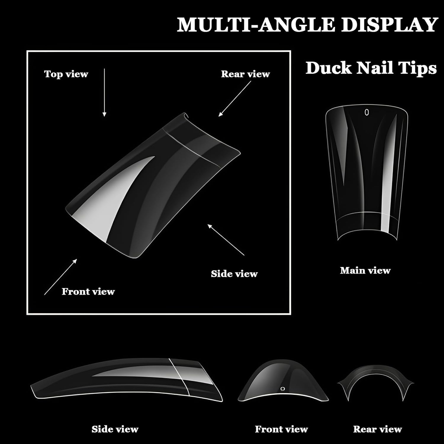 500Pcs Clear Duck Nail Tips, 10 Sizes Pre Shaped Professional Duck Nails Press Ons Half Cover Acrylic Soft Gel Nail Tips for Nail Extension Home DIY Nail Salon with Box - Image 3