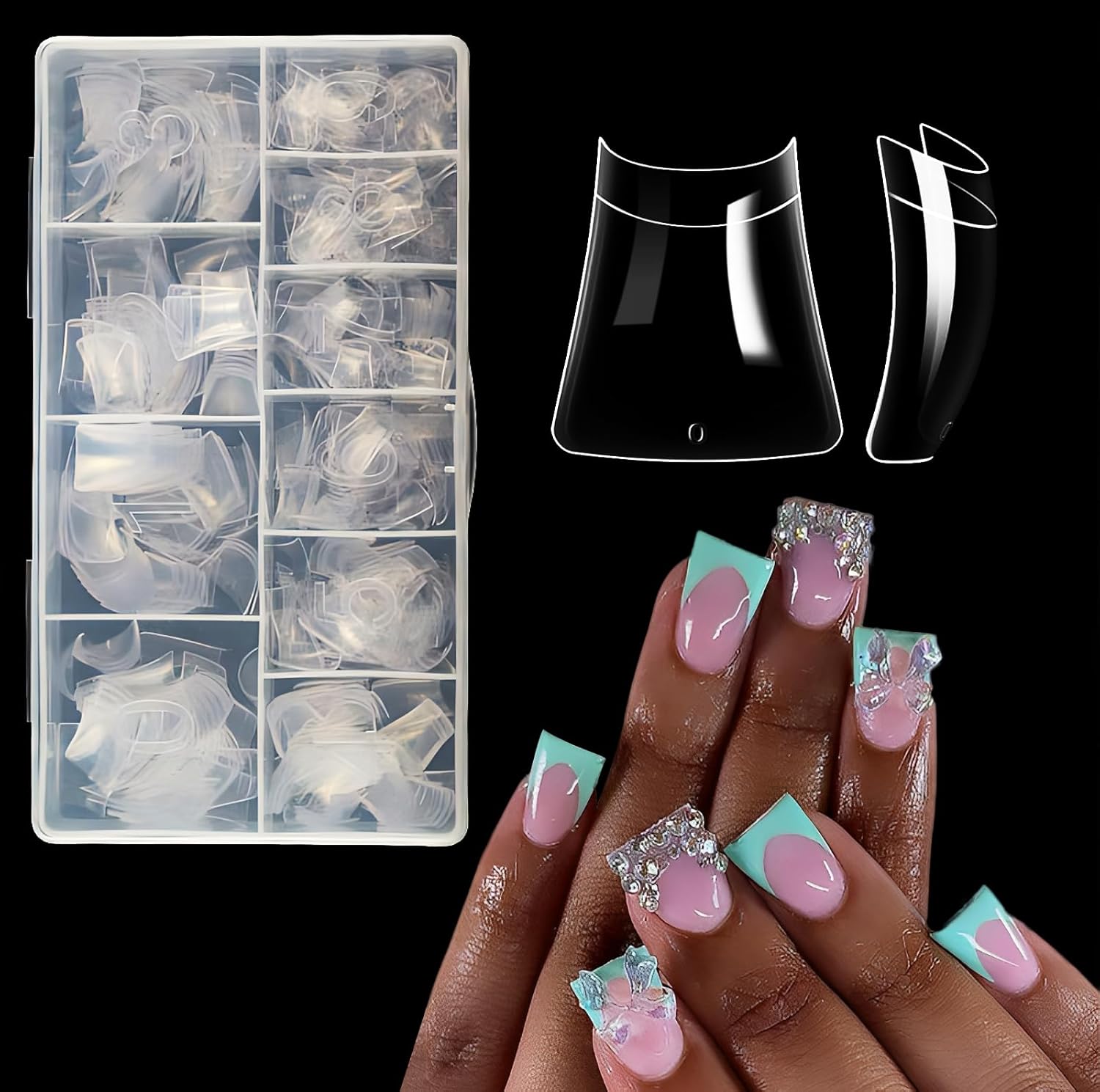 500Pcs Clear Duck Nail Tips Short - 10 Sizes Pre-Shaped Professional Press Ons for Nail Extension, Half Cover Acrylic Soft Gel Tips for Home DIY Nail Salon With Box
