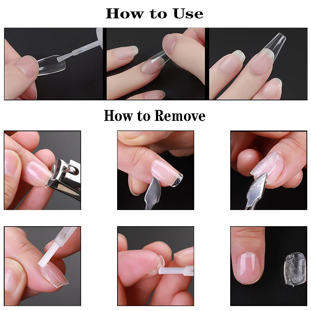 500pcs Clear Square Press on Nails Medium Length Fake Nails Acrylic Full Cover False Nails Tips Transparent Artificial Glue on Nail for Nail Art DIY,10 Sizes - Image 8