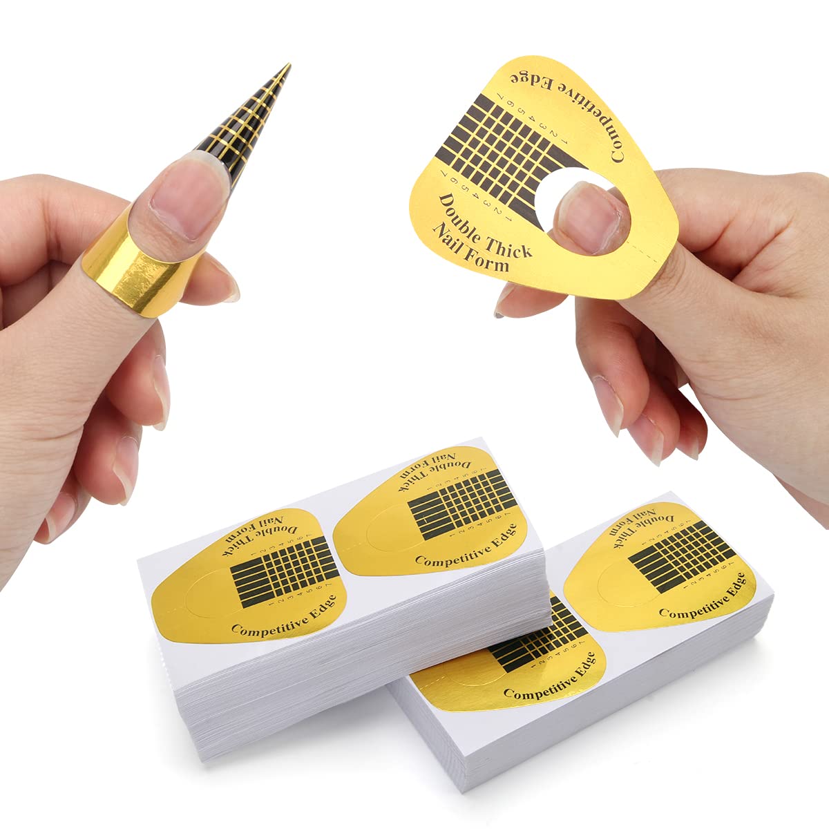500PCS Nail Forms for Builder, AHIER Gold Horseshoe Nail Extension Forms for Acrylic Nails/UV Gel with Guide Stickers