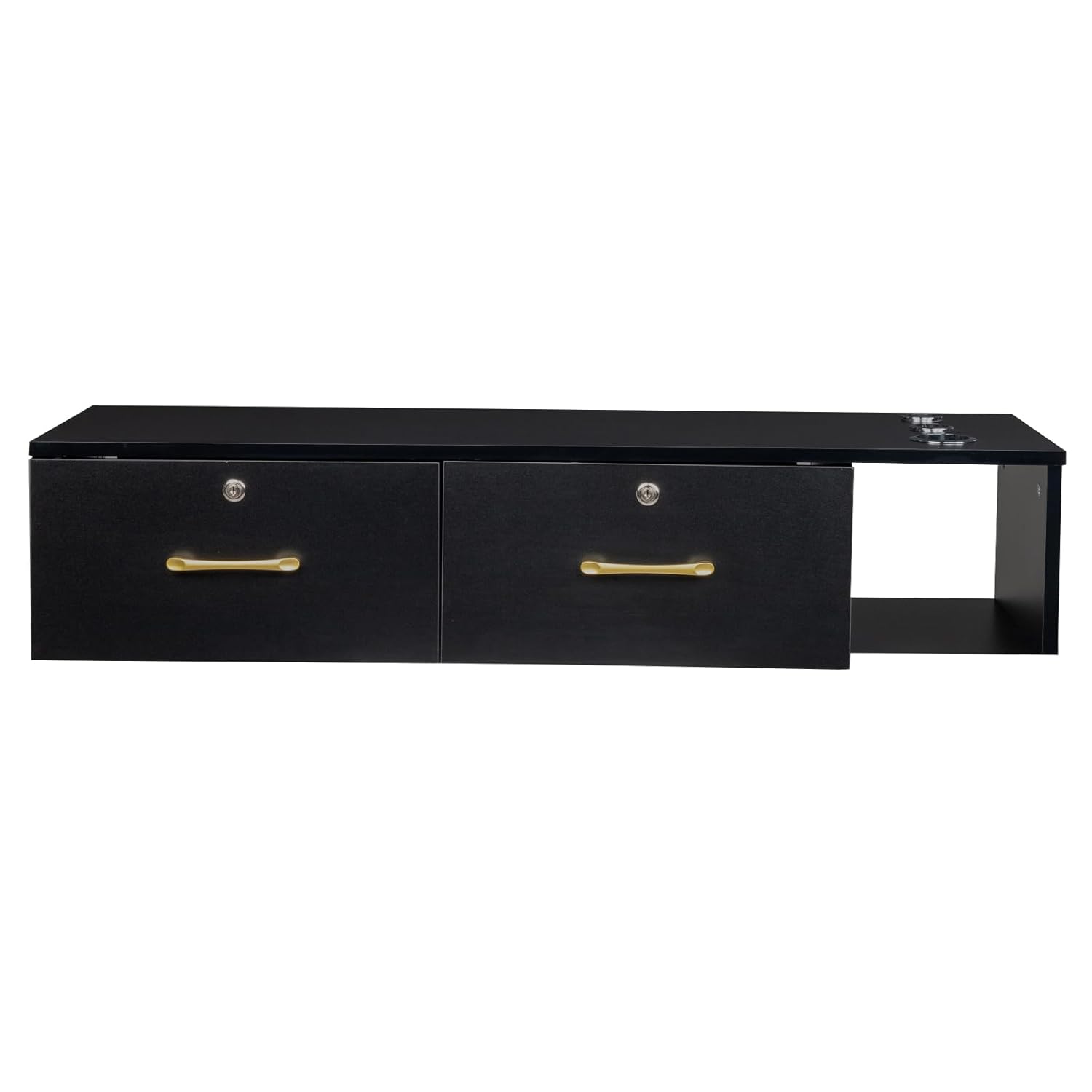 Wall Mount Styling Station,Locking 2 Drawers Storage Beauty Salon Equipment,Styling Barber Station for Hair Stylist,3 Hair Dryer Holes Locking Salon Cabinet for Salon,Home & Bathroom (black)
