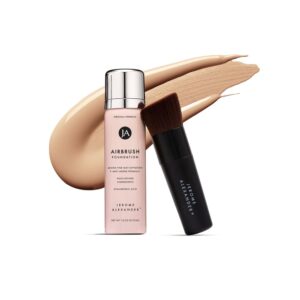 MagicMinerals AirBrush Foundation by Jerome Alexander – 2pc Set with Airbrush Foundation and Kabuki Brush - Spray Makeup with Anti-aging Ingredients for Smooth Radiant Skin - Medium
