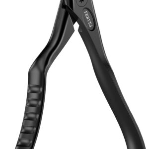FERYES Ergonomic Non-Slip Long Handle Nail Clippers for Seniors, Unique Angled Head Curve Wide Jaw Opening Toenail Clipper with Catcher for Thick Toenails and Fingernails