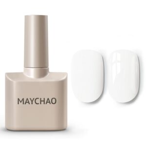 MAYCHAO 15ML Off White Gel Nail Polish 1Pc Pure White Nail Polish Soak Off UV LED Nail Gel Polish Nail Art Starter Manicure Salon DIY at Home, 0.5 OZ