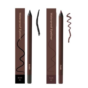 Persona Eyeliner Pencil Waterproof, 24 HR Waterproof Eyeliner Duo Sharpenable Eye Pencil, No Smudging, Fading, 2 in 1 Eye Liner and Eyebrow Pencils, Smooth and Easy to Color (Black+Plum)