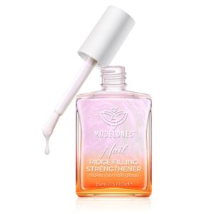modelones Nail Strengthener Pearl Pink Nail Strengthener and Growth White Nail Polish for Thin Weak & Damaged Nail Repair for Damaged Nails Hardener 15ml