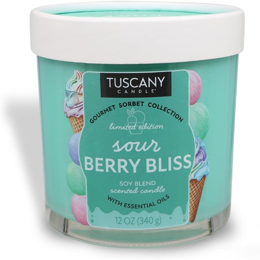 Tuscany Candle Sour Berry Bliss: Blue Raspberry Scented Summer Candle, 12 oz — Gourmet Sorbet Collection