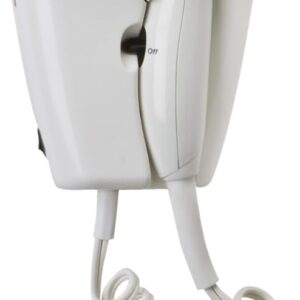 JERDON Wall-Mount Hair Dryer – White - Direct Wire Only - Hotel Style Wall Mounted Hair Dryer – Model JWM8CD