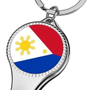Philippines Flag Portable Nail Clippers Bottle Opener with Keychain Toenail Fingernail Cutter Scissors Travel