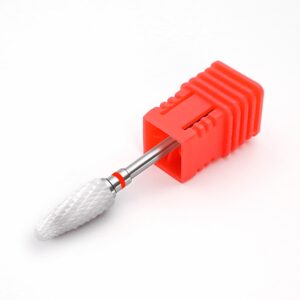 Fantexy 3/32" Ceramic Nail Drill Bit - Remove Acrylic Hard Gels Quickly and Safely,White Ceramic Cone File Bit for Nail Art,Manicure,Pedicure,Gel,Cuticle Clean(Fine - F)