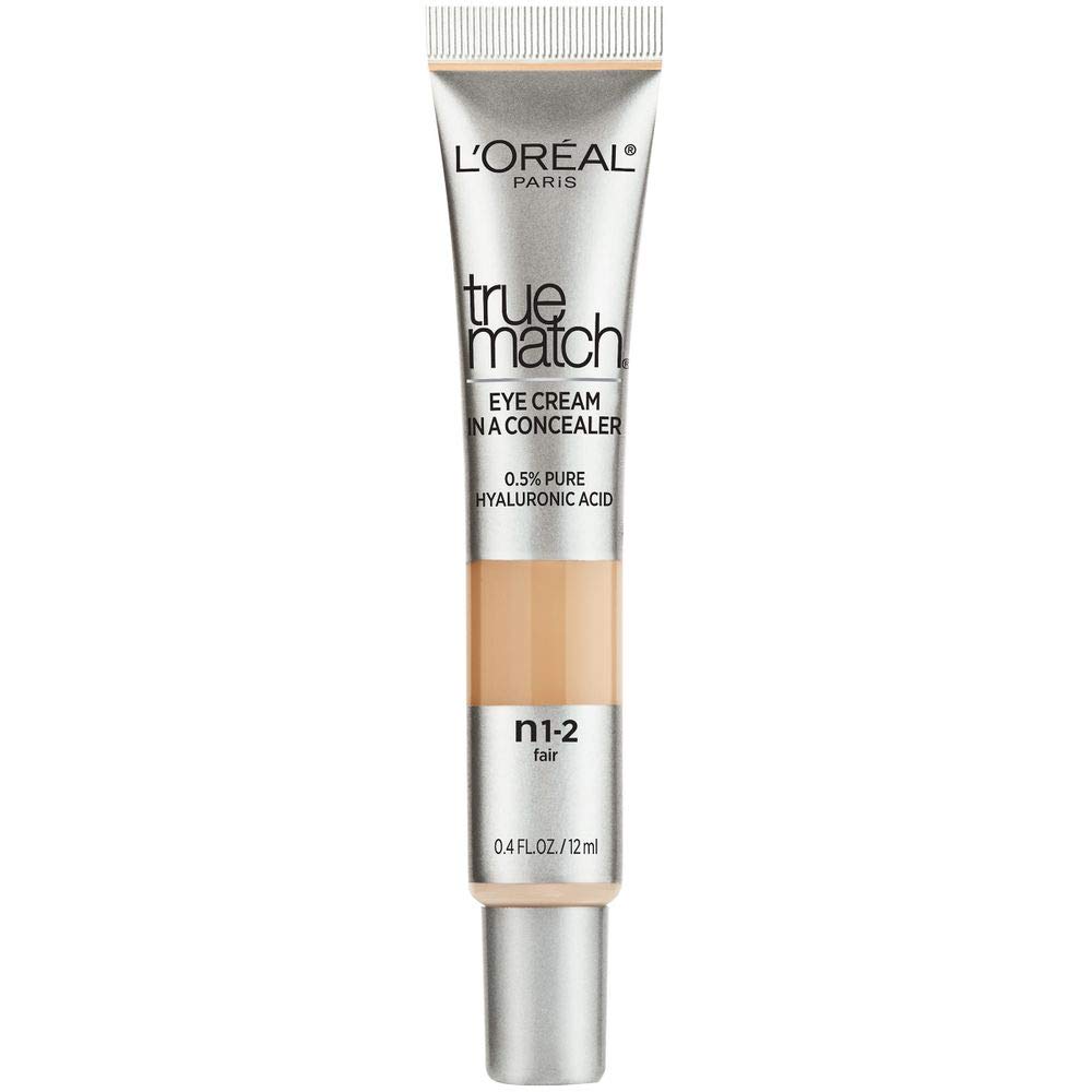 L'Oreal Paris True Match Eye Cream in a Concealer, 0.5% hyaluronic acid, Fair N1-2, 0.4 fl. oz.