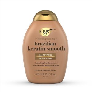 Ever Straightening + Brazilian Keratin Therapy Smoothing Shampoo with Coconut Oil, Cocoa Butter & Avocado Oil for Lustrous, Shiny Hair, Paraben-Free, Sulfate-Free Surfactants