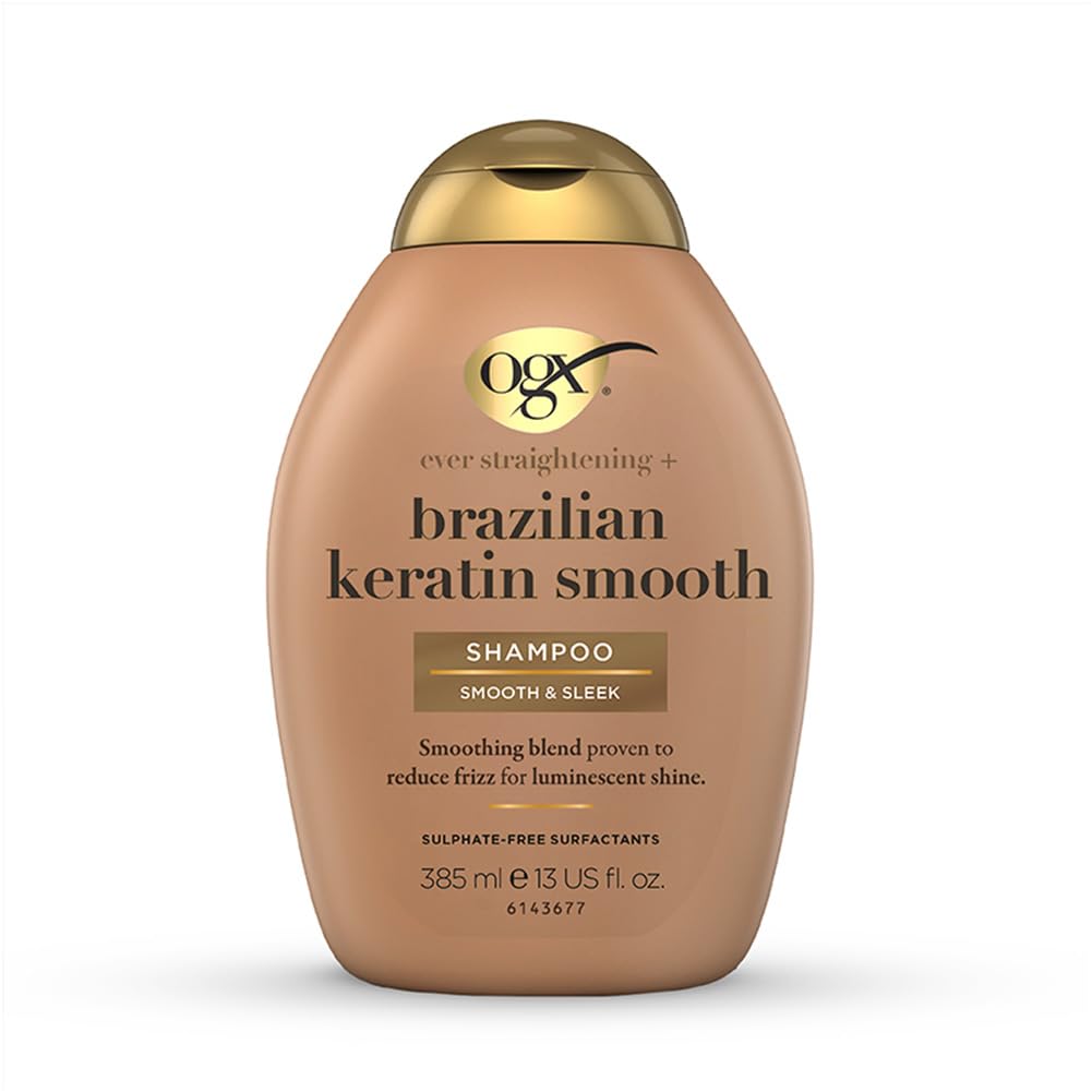 Ever Straightening + Brazilian Keratin Therapy Smoothing Shampoo with Coconut Oil, Cocoa Butter & Avocado Oil for Lustrous, Shiny Hair, Paraben-Free, Sulfate-Free Surfactants
