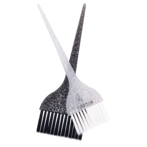 Colortrak 2 Piece Galaxy Glitter Hair Color Brushes, For Highlighting and Coloring Large Sections of Hair, 1 x 2.5 Inch Wide Brush with Soft Bristles, 1 x 3 inch Extra Wide Brush with Stiff Bristles