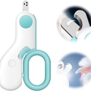 LED Pet Nail Clippers for Cats,2025 Upgrade Cat Nail Clipper with Light,Cat Claw Trimmer Nail Clippers for Dogs,Professional Cat Nail Trimmer with LED Light to Prevent Injury (Blue/1PCS)