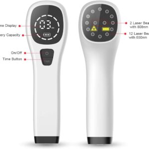 Cold Laser Human/Vet Device with LED Display Targets Joint and Muscles for Infrared Light(2x808nm +12X650nm)