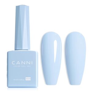 CANNI Light Blue Gel Nail Polish, 1Pcs Baby Blue Gel Polish Pastel Blue Color Nail Polish Gel High Gloss Soak Off U V Gel Nail French Nail Manicure Salon DIY