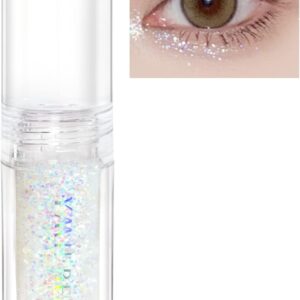 Liquid Glitter Eyeshadow, Pigmented, Long Lasting, Quick Drying, Easy to Apply, Loose Glitter Glue for Eye Crystals Makeup (Transparent Flashing Colorful Sequins 01)