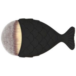 AKOAK 1 Pack Portable Mermaid Tail Makeup Brush, Exquisite Fishtail Shape Foundation Brush, Blush Brush, Beauty Makeup Tool (Black)