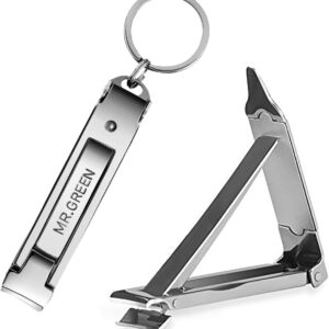 MR.GREEN Portable Nail ClippersMedical Grade Stainless Steel Foldable Nail Cutter Ultra Slim Travel Design
