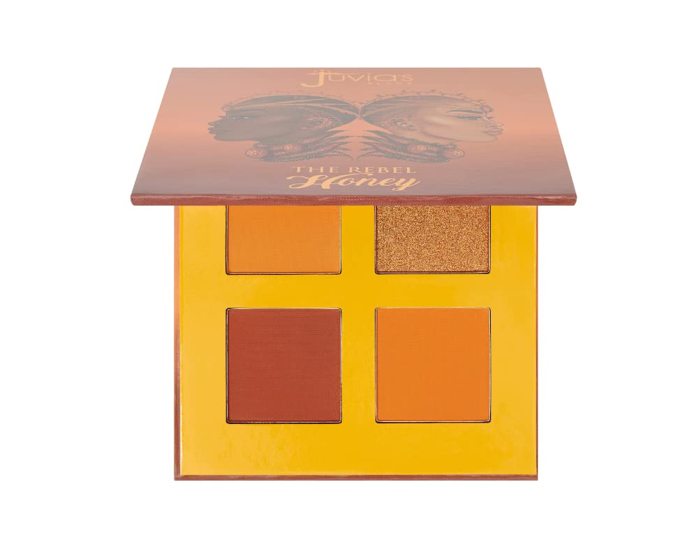 Juvia's Place Rebel Quad Honey Eyeshadow Palette - Shades of 4, Professional Eye Makeup, Pigmented Makeup Palette for Eye Color & Shine, Pressed Eyeshadow Cosmetics