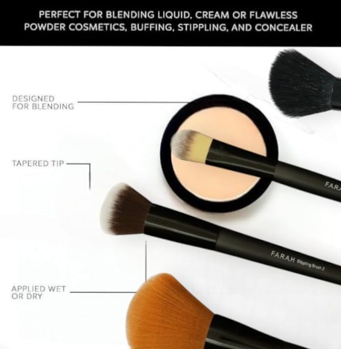 F.A.R.A.H® Elegant 8-Piece Face & Eye Makeup Brush Set – Vegan Bristles, Wooden Handles, Complete Brush Collection with Travel Pouch – Perfect for Blending, Contouring & Defining - Image 5
