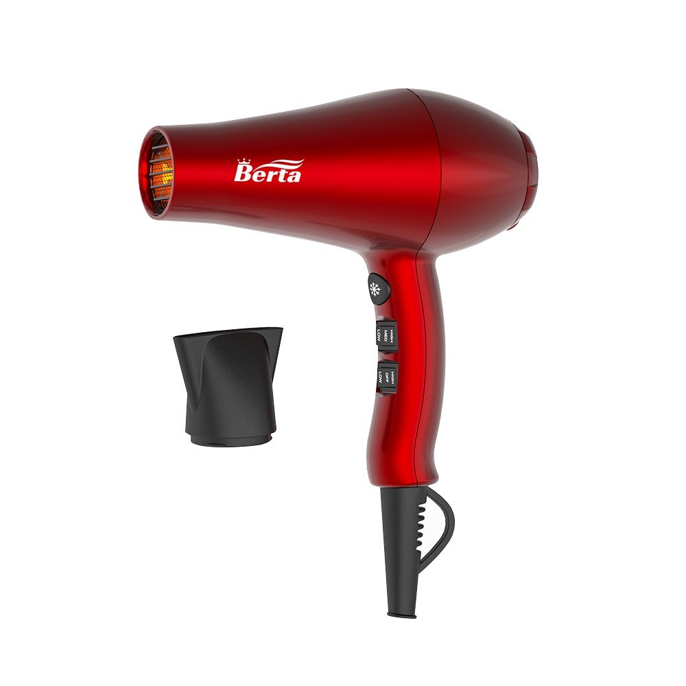 1875W Tourmaline Hair Dryer Ionic Frizz Control Fast Drying Blow Dryer Professional Hairdryer 2 Speed and 3 Heat Settings, Concentrator & Diffuser & Pik, Cool Shot - Image 6